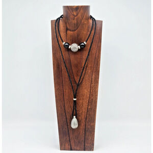 Brighton NEEMA Necklaces Silver Tone Chunky Ethnic Style Braided Cord 18” & 28''